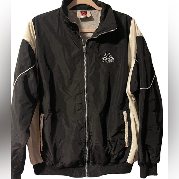 Vintage Kappa black white wind breaker jacket lined men’s XL